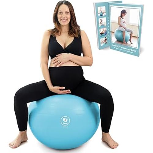 BABYGO Birthing Ball - Pregnancy Yoga Labor & Exercise Ball & Book Set Trimester Targeting, Maternity Physio, Birth & Recovery Plan Included Anti Burst Eco Friendly