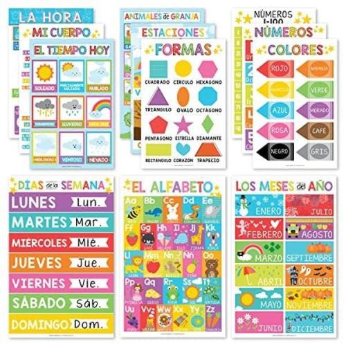 Colorful Spanish Posters | Set of 12 | Spanish Educational Supplies - TikTok Shop