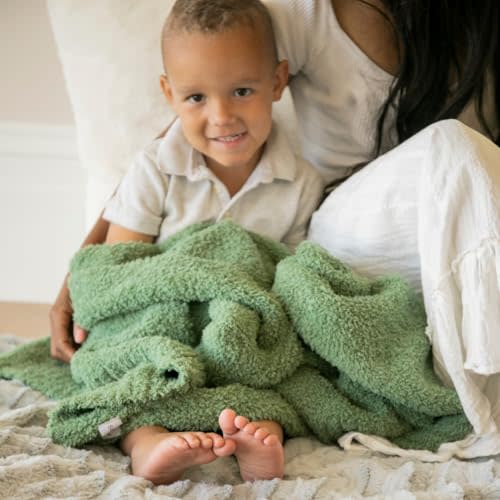 SARANONI Bamboni Luxury Baby Blanket | Soft Plush for Infant Boys & Girls | (Olive, Receiving 30" x 40")