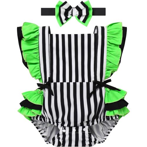 IMEKIS Newborn Baby Girls Dalmatian Costume Romper with Headband Halloween Devil Dress up Cosplay Birthday Photo Shoot