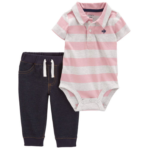 Baby 2-Piece Striped Polo Bodysuit Pant Set - Carter's | Carter's