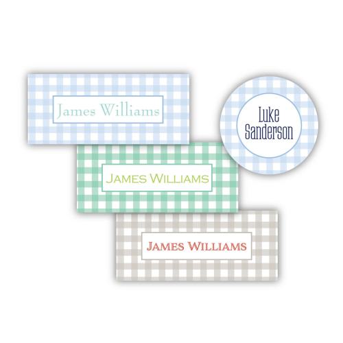 Personalized Water Resistant Vinyl Stickers | Kids Labels | Daycare Labels | Baby Boy Bottle Label | Vinyl Label | Camp Label | Blue Gingham