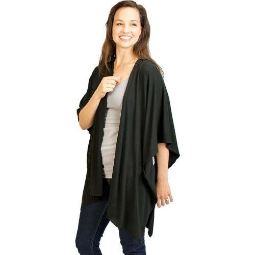 Bamboobies Nursing Cover for Breastfeeding - Ultra-soft, Lightweight - Multi-use - One Size, Classic Black Kimono