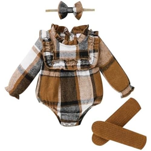 GRNSHTS Newborn Baby Girl Clothes Ruffle Rompers Toddler Fall Outfits for Girls Set Little Girl Fall Winter Clothing