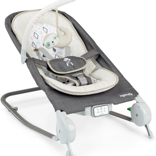 Ingenuity Gas Relief and Anti-Colic Baby Bouncer Seat and Rocker, Gentle Belly Message to Relax and Soothe Bellies, Instant Tummy Soother, 20 Songs and Melodies – Parker