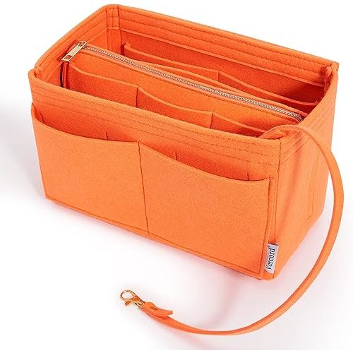 Vercord Felt Organizer Insert For Purse Handbag Tote Bag In Bag Inside Shaper Divider Neo Orange Medium