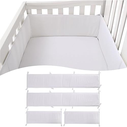 Mesh Liner Padded Covers 4Pcs Soft Breathable Cotton Pads,4 Sides Breathable Anti-Collision Cushion (BS- White)
