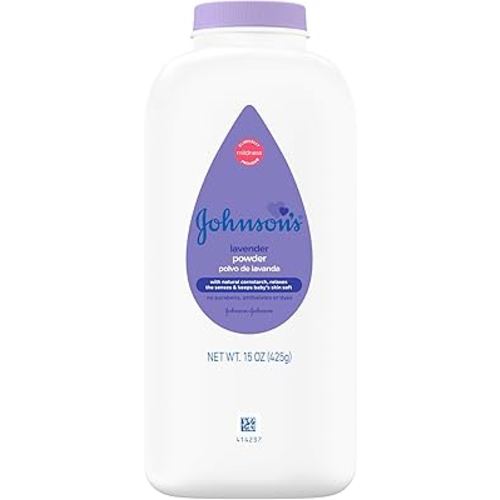Johnson's Lavender Baby Powder with Naturally Derived Cornstarch, Gently Soothes Delicate Skin, Hypoallergenic, and Free of Parabens, Phthalates, and Dyes, Lavender Scent, 15 oz