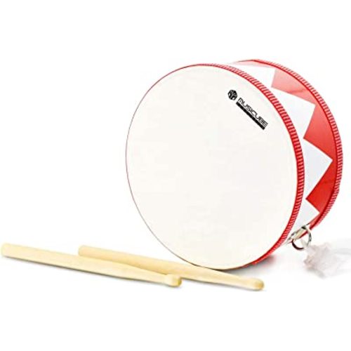 MUSICUBE Kids Drum Set 8-Inch Wooden Drum Toys with an Adjustable Strap and 2 Drumsticks