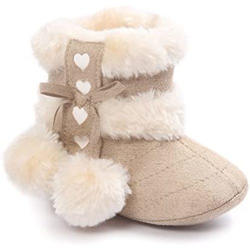 ESTAMICO Baby Girl Plush Winter Snow Bowknot Boots