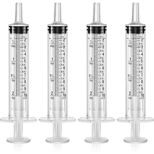 Frienda Large Plastic Syringe 4 Pack Measuring Syringe Tools Dispensing Multiple Uses(10 ml)