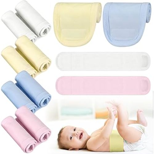Giegxin 8 Pieces Cotton Baby Umbilical Cord Soft Infant Belly Button Band Protector Newborn Navel Belt for 0-12 Months Babies, 4 Styles