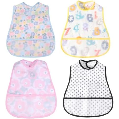 Baby bibs Waterproof Toddler bib - Feeding bib with Pocket for Infant Boy Girl Washable 6-36M