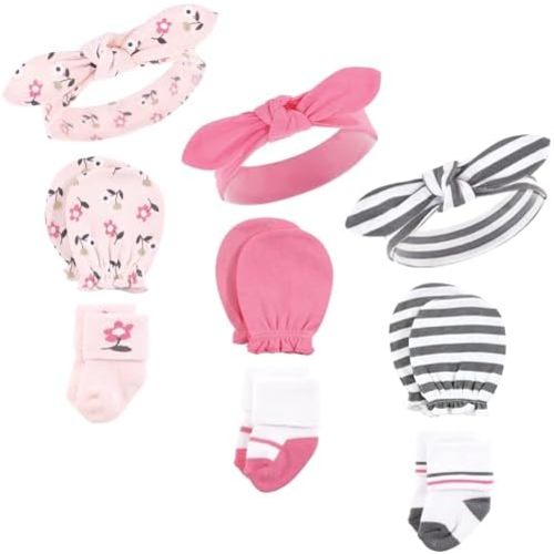 Hudson Baby baby-girls Caps, Mittens and Socks Set