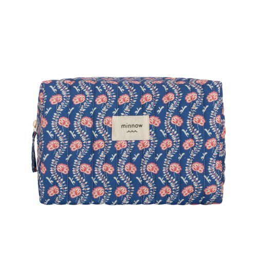 navy primrose interior coated travel pouch