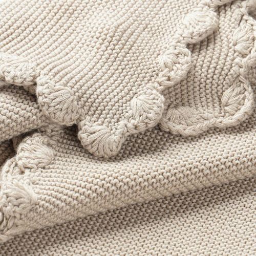Makemake Organics Organic Cotton Scalloped Baby Blanket - Beige