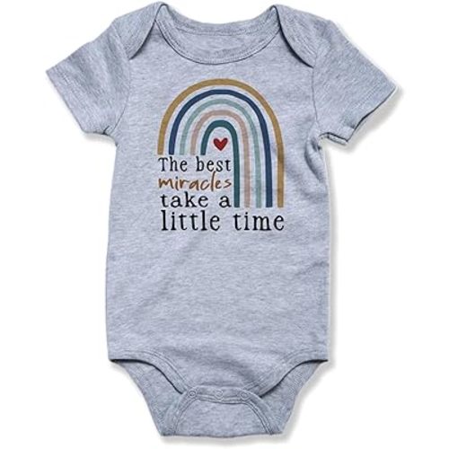 hrcfbk Newborn Infant Baby Boys Girls Bodysuit Short Sleeve Funny Letters Print Romper Reveal Pregnancy Announcement Clothes