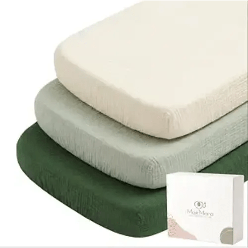 3 Pack Muslin Baby Bassinet Sheets for Bedside Sleepers