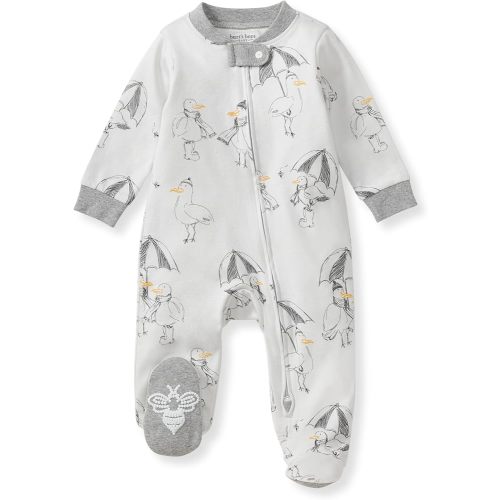 Burt's Bees Baby Boys Sleep and Play PJs, 100% Organic Cotton One-Piece Zip Front Romper Jumpsuit Pajamas