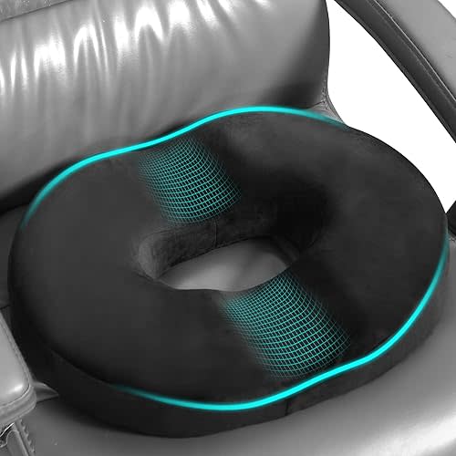 Donut Pillow with Non-Slip Washable Cover - Coccyx & Hemorrhoid Seat Cushion, Doughnut Pillow for Sitting Comfort - Bed Sore Cushion for Postpartum Support