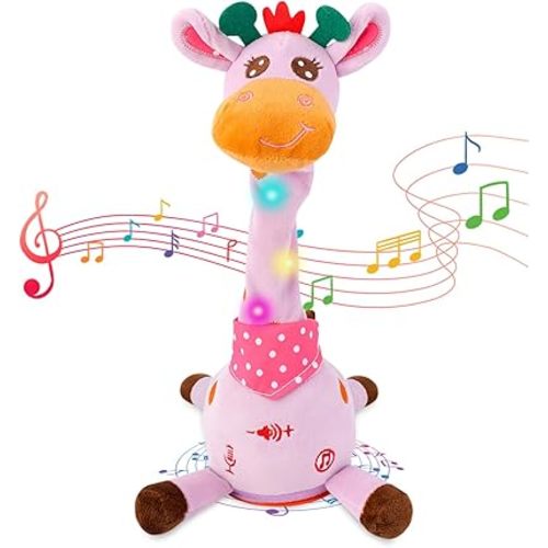 Dancing Giraffe Toy, Stuffed Animal Toy Repeating What You Say, Glowing Musical Electronic Talking Giraffe Gifts