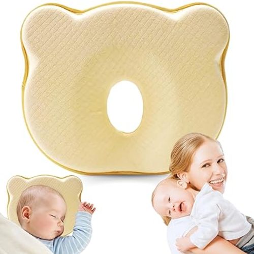 Premium Unisex Memory Foam Portable Baby Pillow Hypoallergenic Prevent Flat Head Neck Support for Infant Sleeping Soft and Cozy Breathable for Bebe Travel