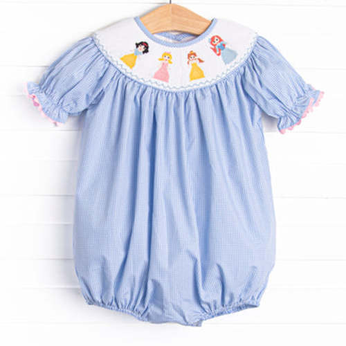 Princess Party Smocked Bubble, Blue – Stitchy Fish