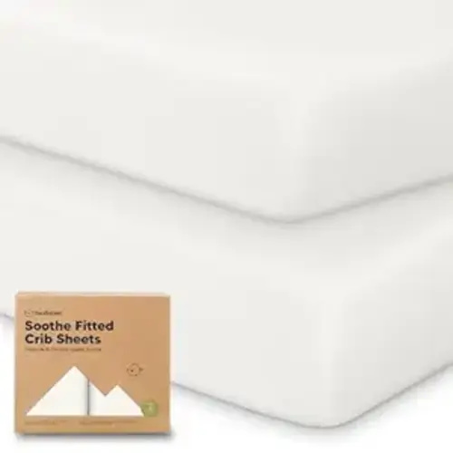 KeaBabies 2-Pack Organic Crib Sheets for Boys, Girls - 52x28 Fitted Crib Mattress Sheet Neutral, Breathable Jersey Cotton Cover for Baby Bed, Toddler Mattress, Soft & Cute Prints (Soft White)