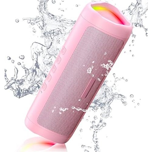 Bluetooth Speaker, IPX5 Waterproof Speaker with HD Sound, Up to 20H Playtime, TWS Pairing, BT5.3, Portable Wireless Speakers for Home/Party/Outdoor/Beach, Electronic Gadgets, Birthday Gift (Pink)