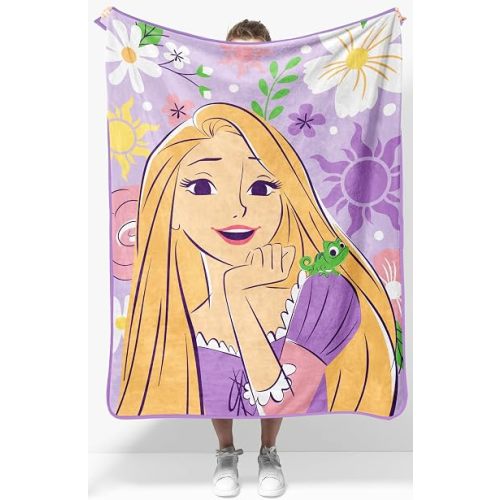 Jay Franco Kids Plush Throw Blanket – Soft & Cozy Fleece Throw for Bedroom & Couch Décor, Official Licensed Product, Purple - Disney Princess Rapunzel, 40x50 - Travel Blanket