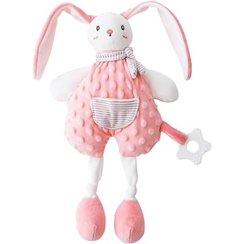 Baby Toys 0-6 Months,Loveys Shower Gifts for Babies,Soft Teether Toys for Newborn Girls,Infants Essentials,ColinBeni Toddler Stuffed Animals Bunny Doll,Snuggle Secure Blanket