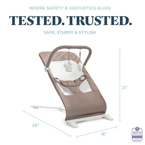 Baby Delight Alpine Deluxe Portable Baby Bouncer | Infant | 0-6 Months | 100% GOTS Certified Organic Cotton Fabric | Organic Mocha