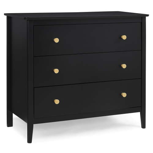 Delta Children Casey 3 Drawer Dresser with Interlocking Drawers, Black Ebony/Natural
