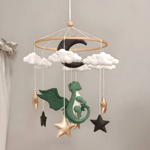 Dragon baby mobile for crib, New baby gift, Nursery decor, Baby shower gift