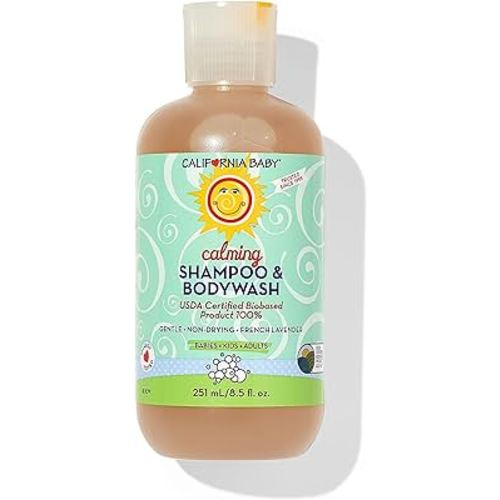 California Baby Calming Lavender Shampoo and Body Wash | 100% Plant-Based (USDA Certified) | Gentle | Hypoallergenic Baby Soap for Sensitive Skin | 251 mL / 8.5 fl. oz.