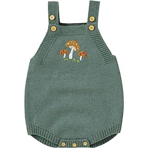 Toddler Baby Girls Boys Mushroom Knitted Square Neck Sleeveless Off Shoulder Camisole Cute Kids Summer Clothes