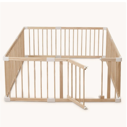 HARPPA Wooden Baby Gate Playpen | Non-Toxic Foldable DIY Adjustable Play Yard for Infants & Toddlers – Natural Finish Baby Fence for Small & Large Spaces