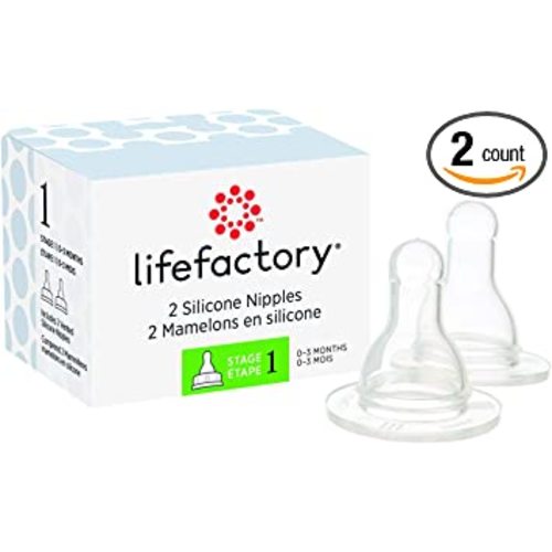 Lifefactory Baby Bottle Nipple - 2-Pack - clear - 2 Count (Pack of 1)