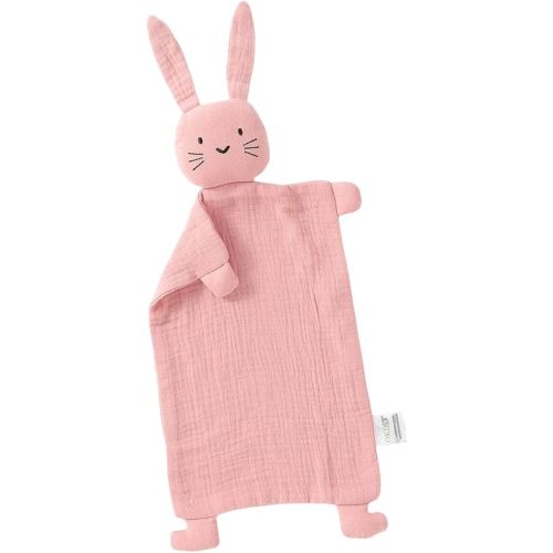 Organic Cotton Bunny Loveys for Babies,Newborn Baby Lovey Security Blanket,Lovies for Babies New Born Baby Unique Neutral Gifts Boys and Girls (Bunny1-Pink)