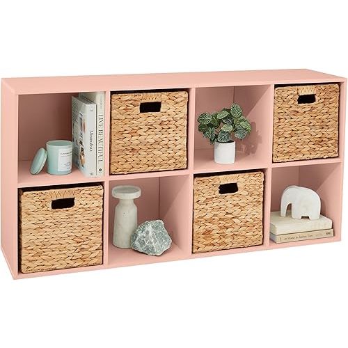 Best Choice Products Kids Bookcase 8-Cube Storage Organizer, 11in Shelf Opening, Bookshelf, Toy Storage, Customizable w/ 3 Removable Back Panels – Light Pink