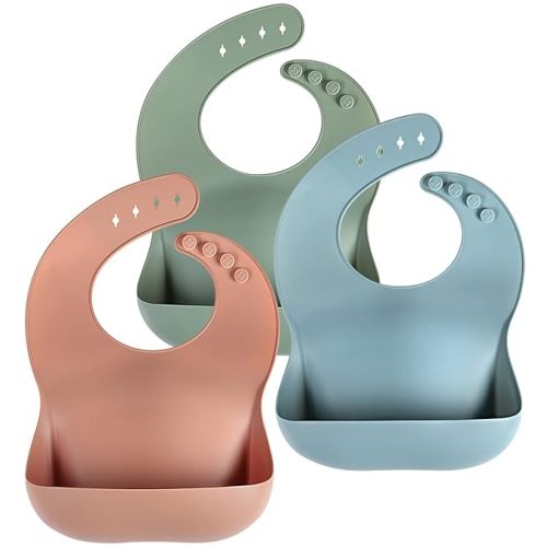 Silicone Baby Bibs for Babies & Toddlers Set of 3