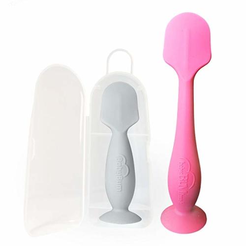 Baby Bum Brush, Original Diaper Rash Cream Applicator, Soft Flexible Silicone Brush, Unique Gift + Mini Diaper Rash Cream Applicator with Travel Case, [Pink + Gray] - Pink and Grey