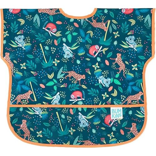 Bumkins Bibs, Baby and Toddler Bibs, Bibs for Girls and Boys, Large for 1-3 Years, Short Sleeve Waterproof Bib for Kids