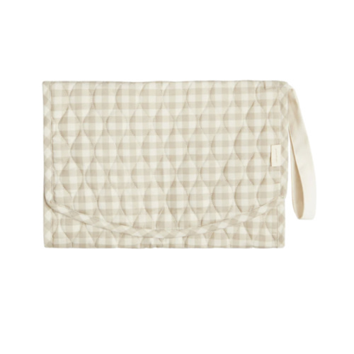 Portable Changing Pad in Beige Gingham | Over The Moon