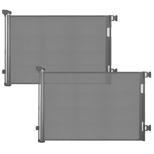 DEAR LOV 2 Pack Retractable Baby Gate,Mesh Baby Gate or Mesh Dog Gate,33" Tall,Extends up to 55" Wide,Child Safety Gate for Doorways, Stairs, Hallways(Grey,33"x55")