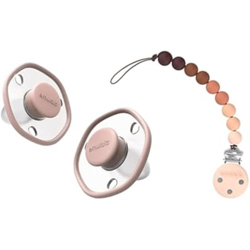 Baby Rose Pacifier (2 Pack): 0-6 Months & Pacifier Clip Bundle