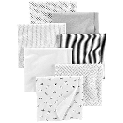 Simple Joys by Carter's Unisex Babies' Muslin burp cloths, Pack of 7, Grey/White/Black, One Size
