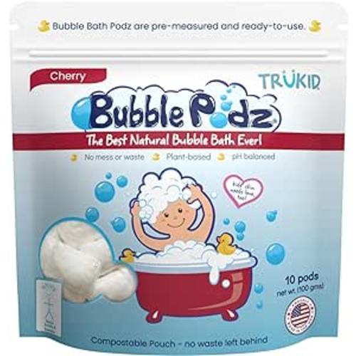 ASAP Amazon.com: TruKid Bubble Podz Bubble Bath for Baby & Kids, Gentle Refreshing Bath Bomb for Sensitive Skin, pH Balance 7 for Eye Sensitivity, Natural Moisturizers and Ingredients, Cherry (10 Podz) : Beauty & Personal Care