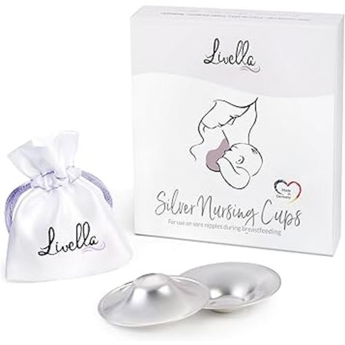 Original Silver Nursing Cups - Made in Germany with 999 Silver - Universal Fit - Protect and Soothe sore Nipples - Silver Nipple Shields for Breastfeeding - FDA-registered