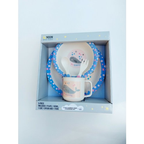 Baby 5-piece Gift Set Dinnerware, Moon and Stars Happiness Whale, 6M+